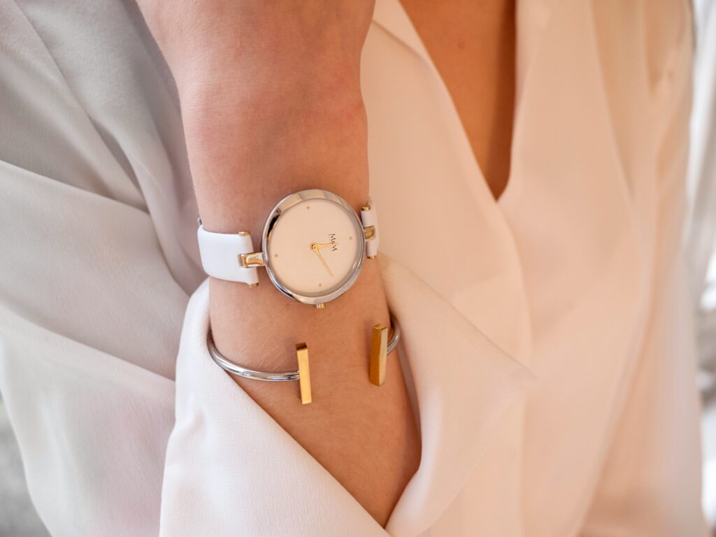 Woman wearing minimalist watch