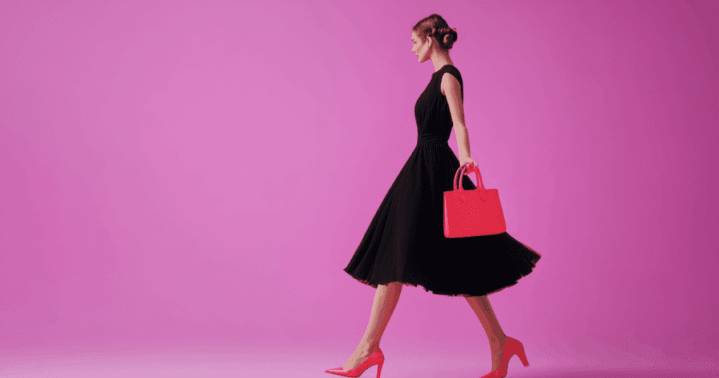 Woman wearing a black dress