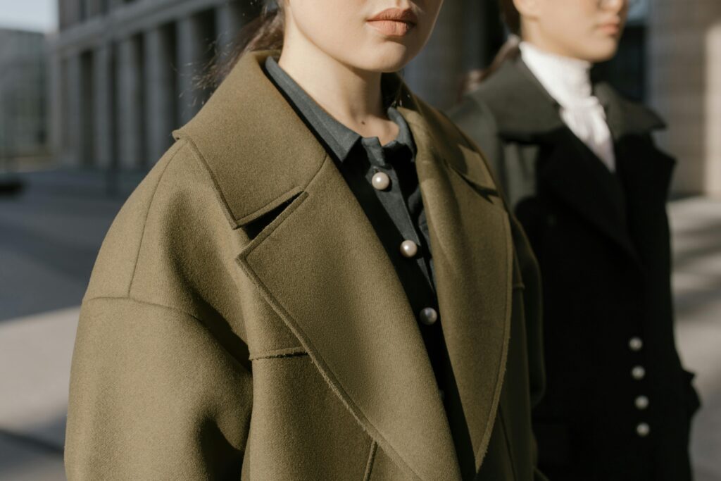 Woman wearing stylish wool coat