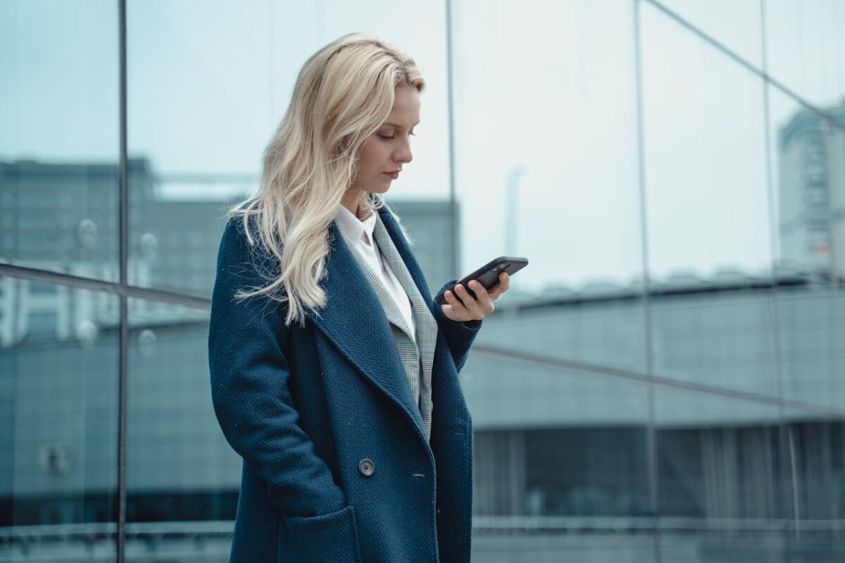 Woman wearing a large wool coat